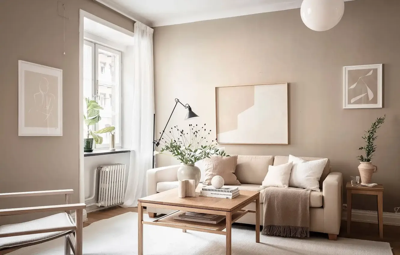 Photo wallpaper design, style, room, plant, lamp, interior, chair, sofa