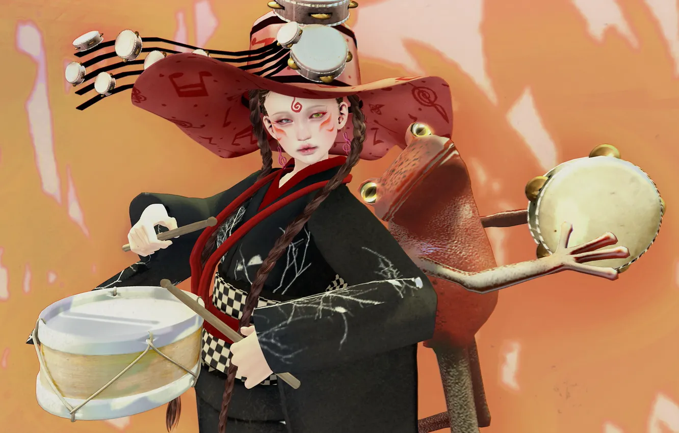 Photo wallpaper girl, rendering, background