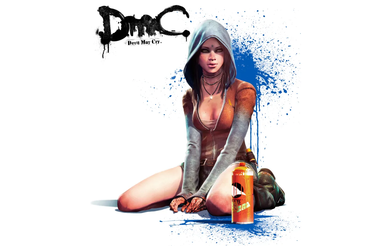 Photo wallpaper girl, paint, hood, tattoo, spray, DMC, Devil May Cry 5, Kat
