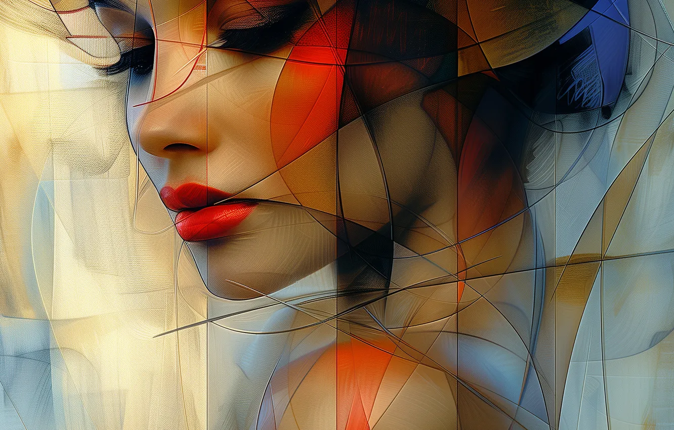 Photo wallpaper girl, light, line, face, eyelashes, style, portrait, shadow