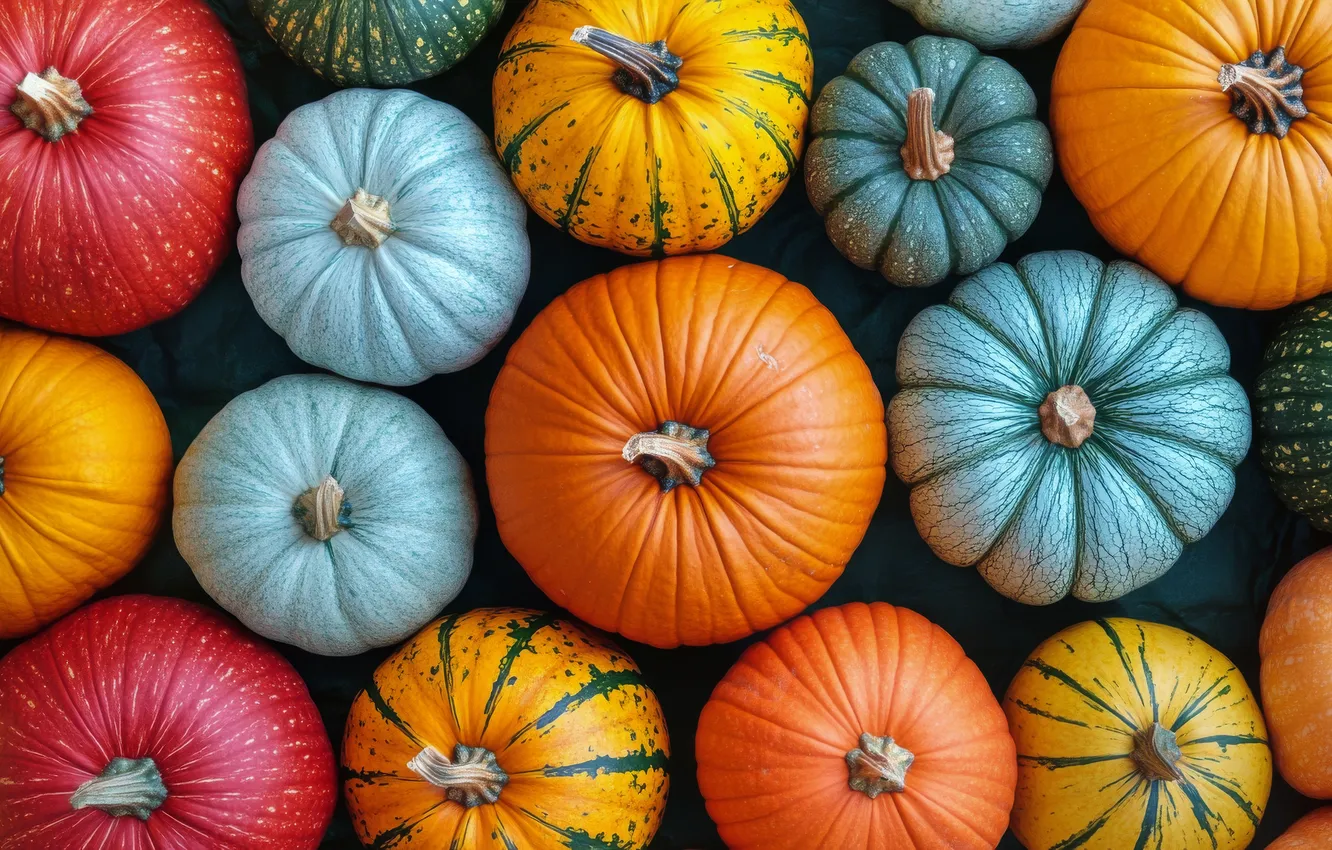 Photo wallpaper autumn, harvest, pumpkin, Halloween, Halloween, colorful, different, a lot