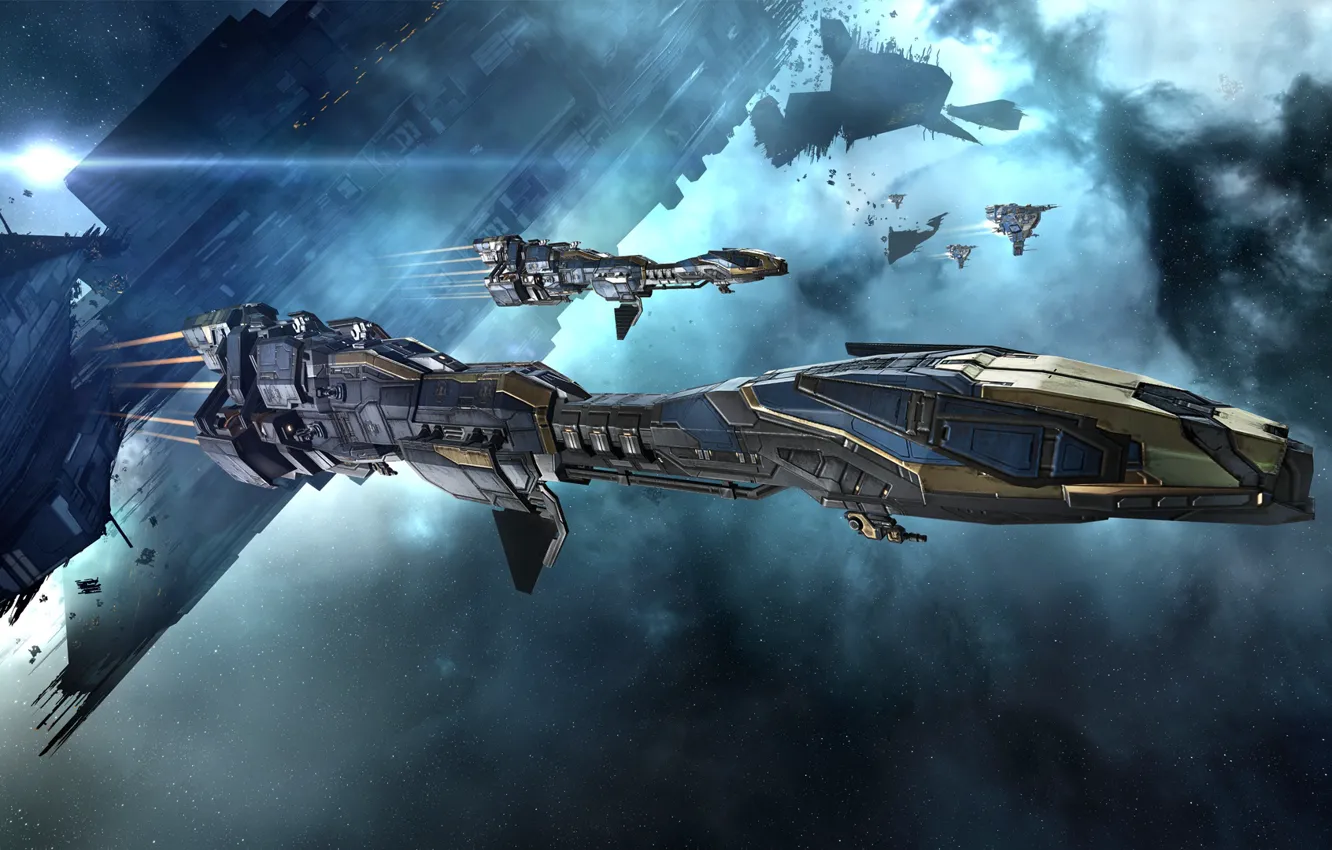Photo wallpaper nebula, station, Space, space, ruins, spaceship, eve online, space ship