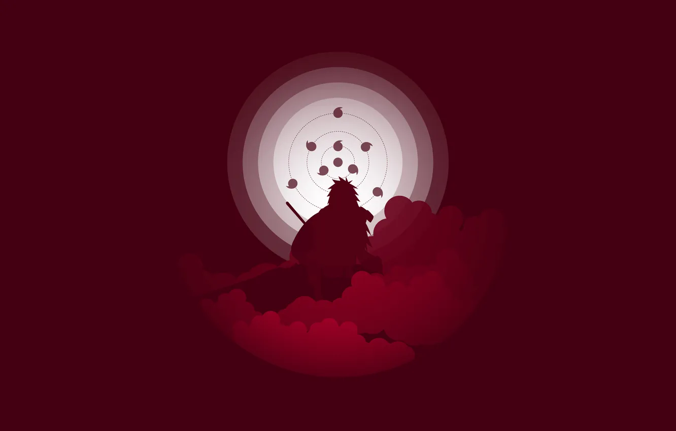 Photo wallpaper fantasy, Naruto, minimalism, anime, clouds, digital art, artwork, silhouette