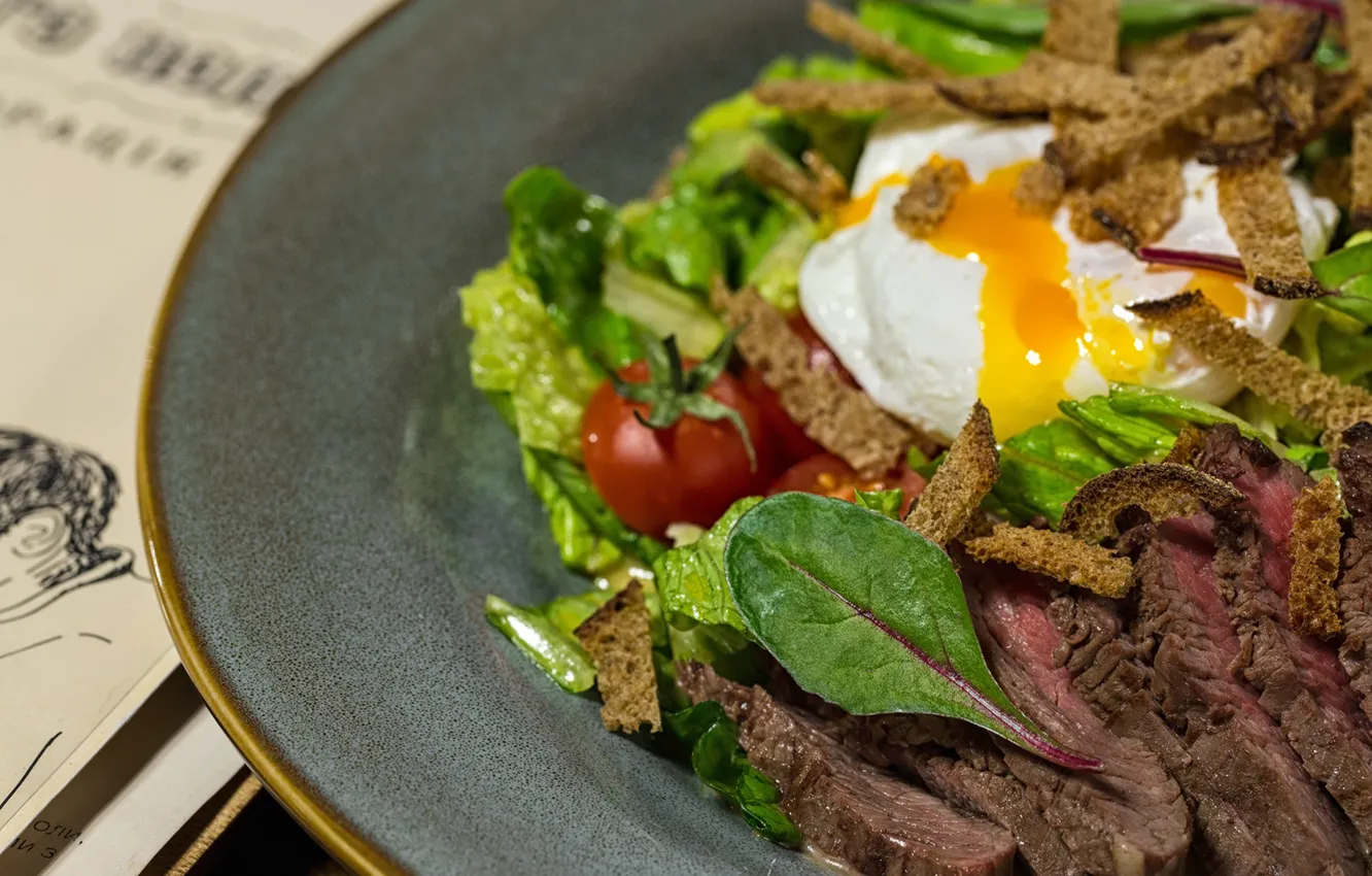 Photo wallpaper salad, beef peritoneum, flank