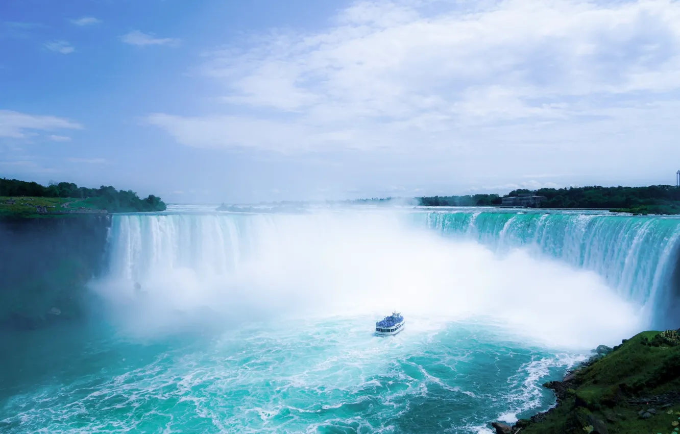 Photo wallpaper water, boat, waterfall, Niagara, Niagara