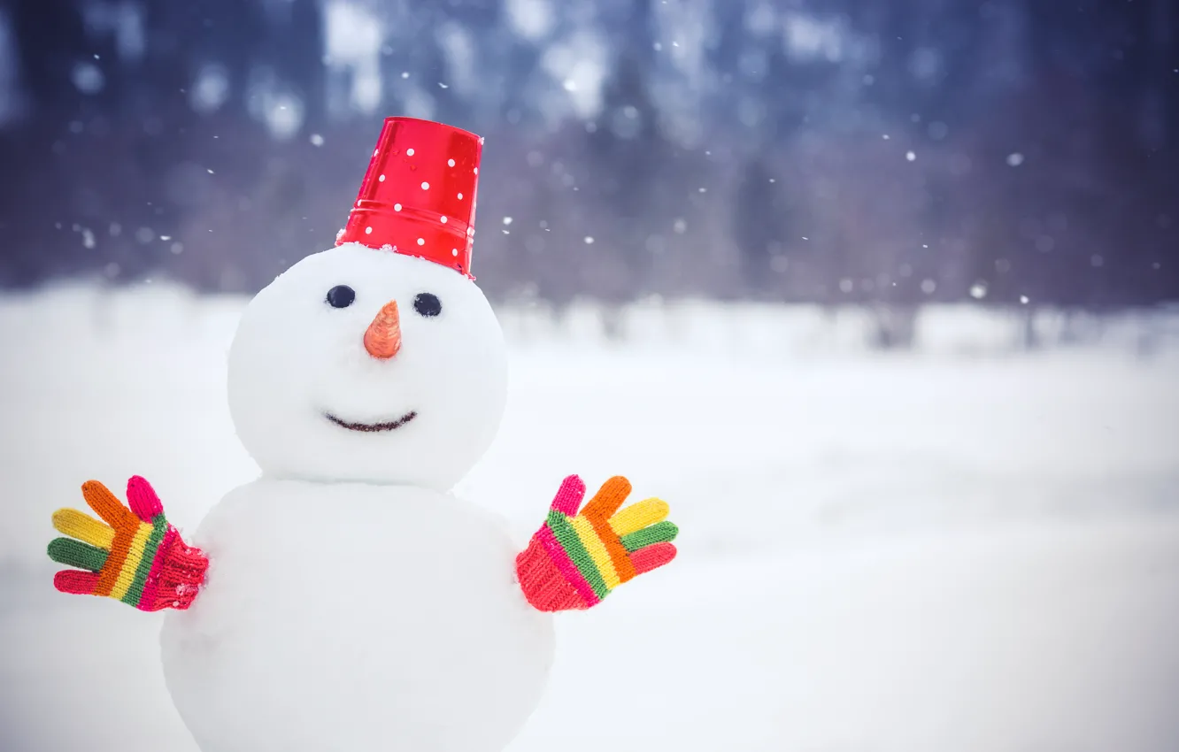 Photo wallpaper winter, snow, snowman, winter, snow, Xmas, snowman