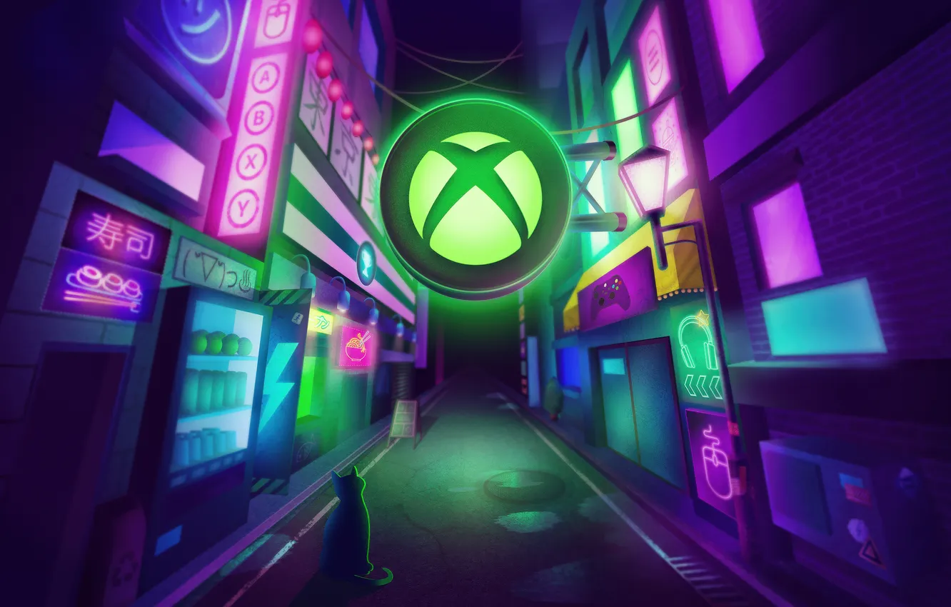 Photo wallpaper Tokyo, Neon, Xbox, 2025, Game Show
