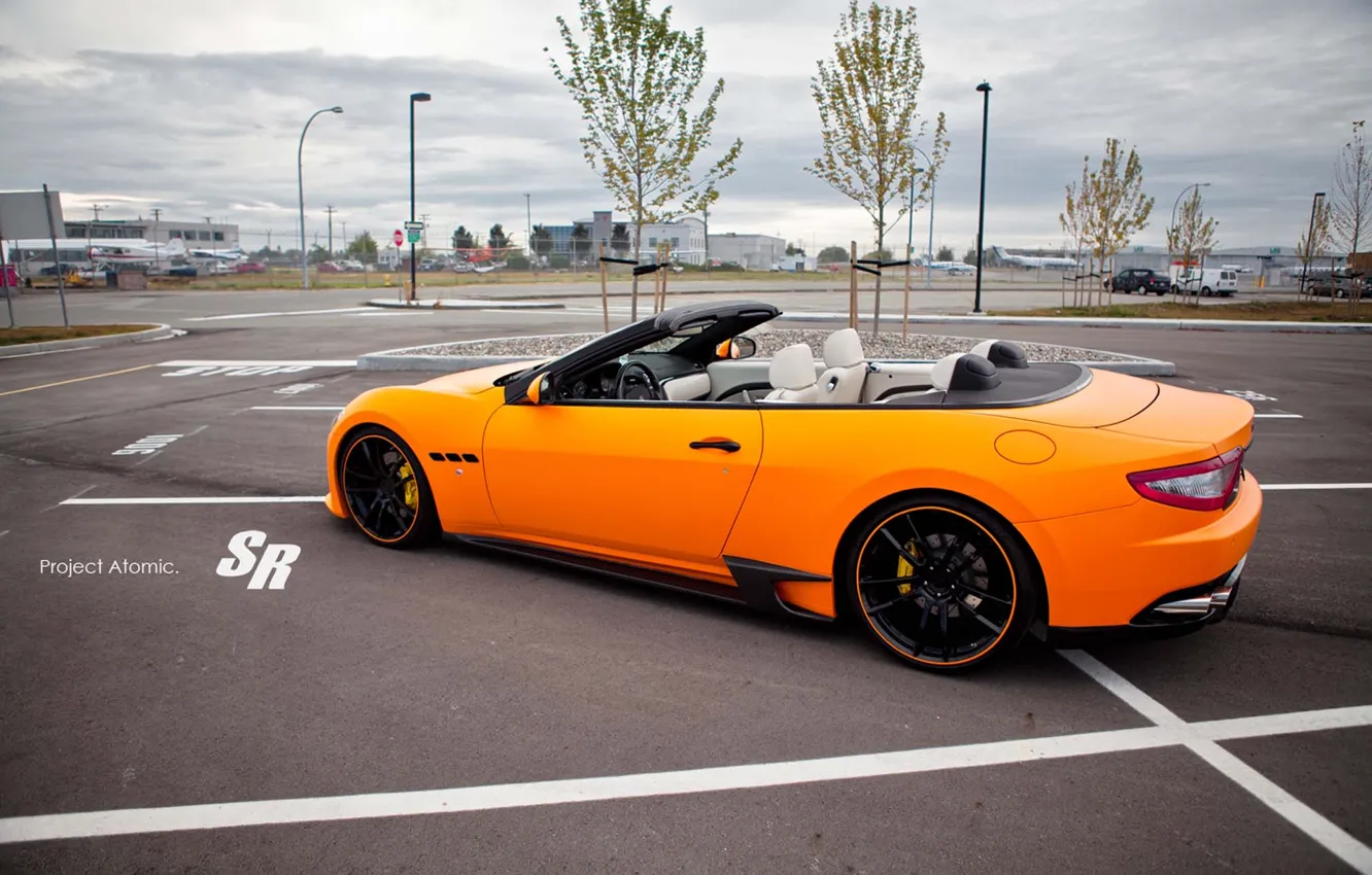 Photo wallpaper Maserati, convertible, 2012, Maserati, orange, Convertible, Gran Turismo, V-8