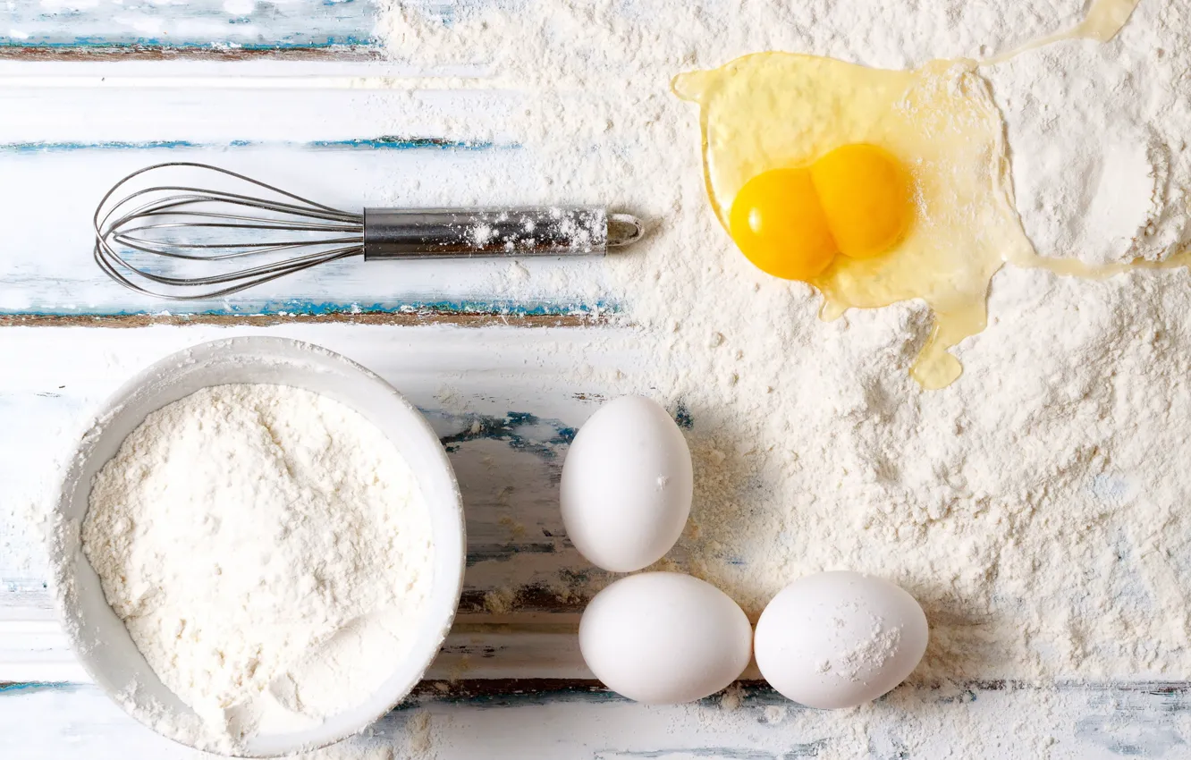 Photo wallpaper food, eggs, flour