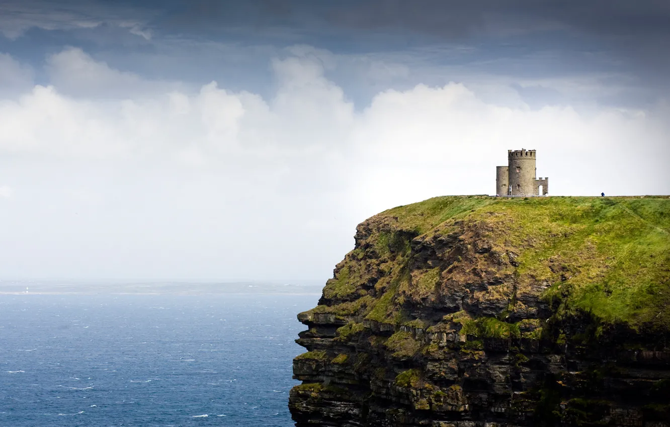 Photo wallpaper sea, rock, tower, Ireland, Ireland, Galway Bay, O'Brien's Tower