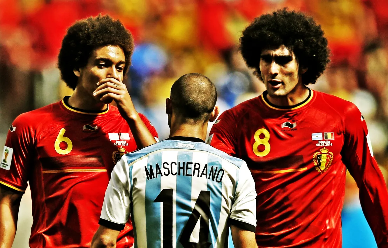 Photo wallpaper Argentina, Belgium, Football, Brazil, Soccer, World Cup, FIFA, Mascherano