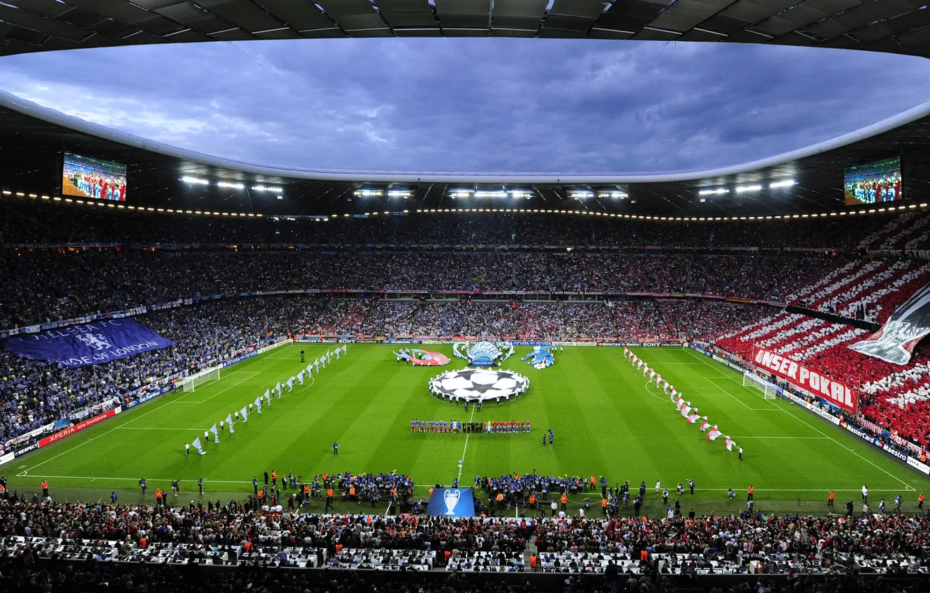 Photo wallpaper Bayern, the final, fans, Champions League, Chelsea, Allianz arena