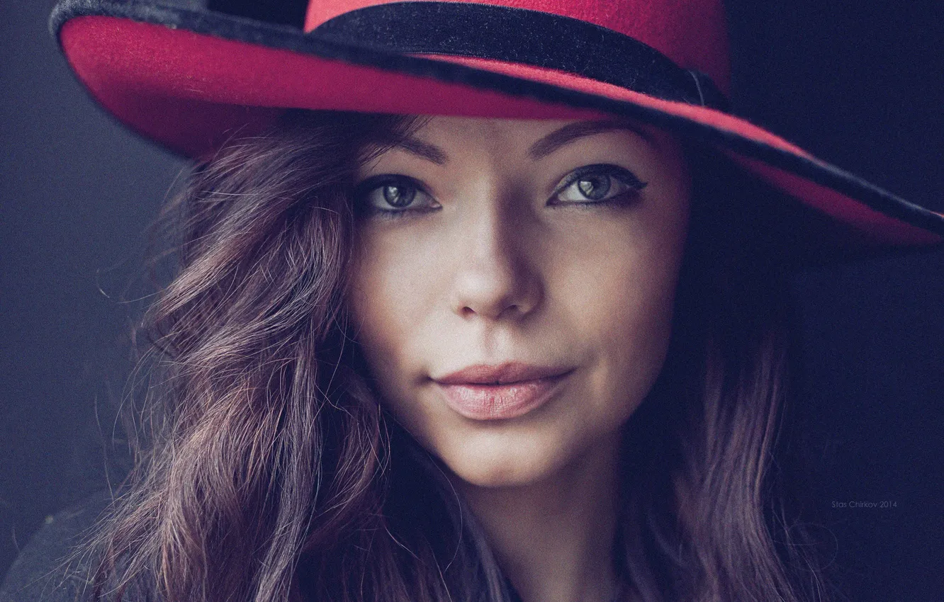 Photo wallpaper girl, face, hat