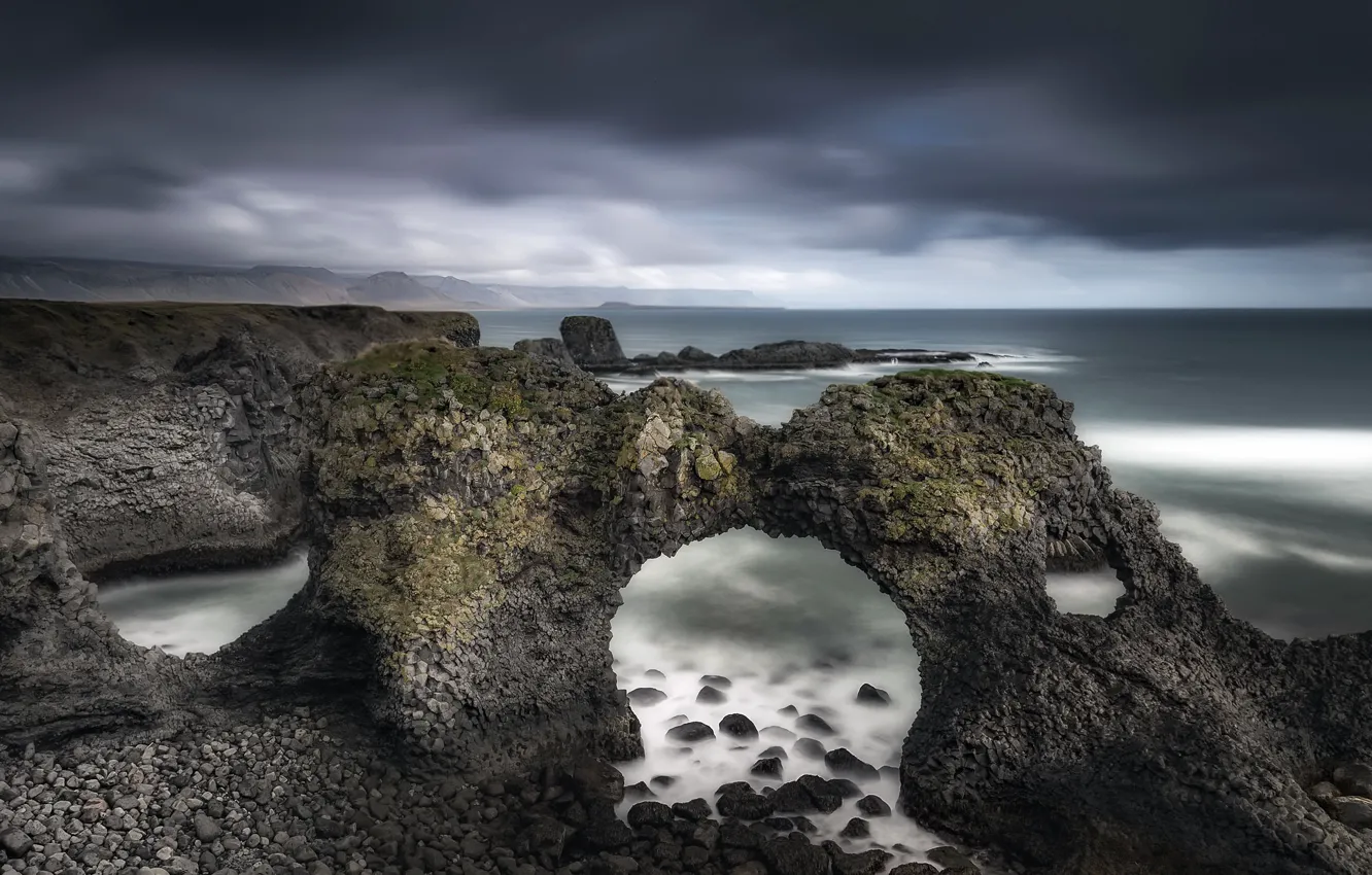 Photo wallpaper sea, Iceland, arch, Snæfellsnes