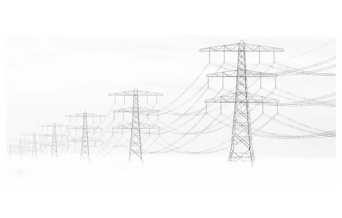 Photo wallpaper fog, background, power lines