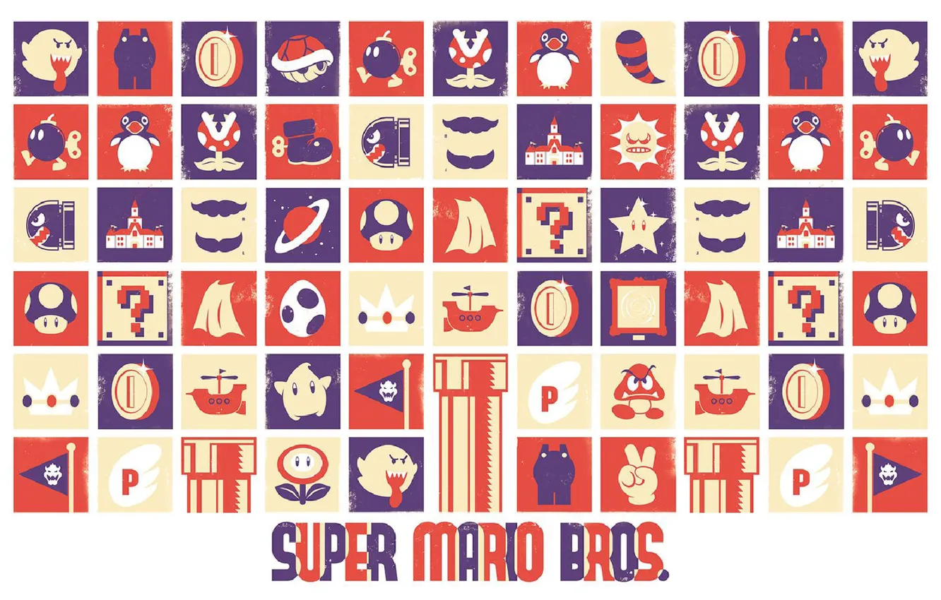 Photo wallpaper Mario, Super Mario Bros, adaptation to widescreen