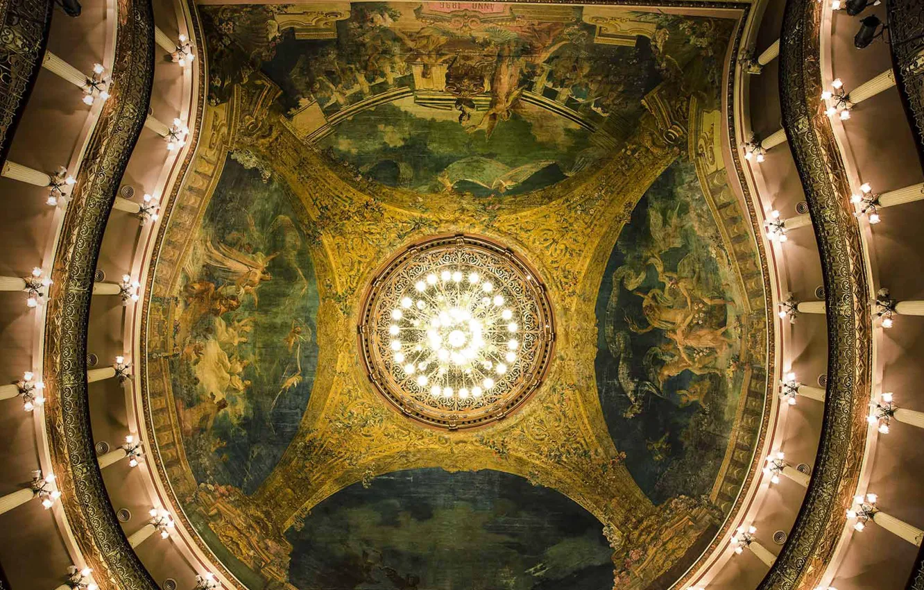 Photo wallpaper the ceiling, hall, Brazil, Manaus, Teatro Amazonas
