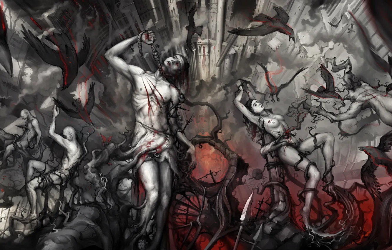 Photo wallpaper woman, pain, art, the seven circles of hell, hell men, the seventh circle of hell