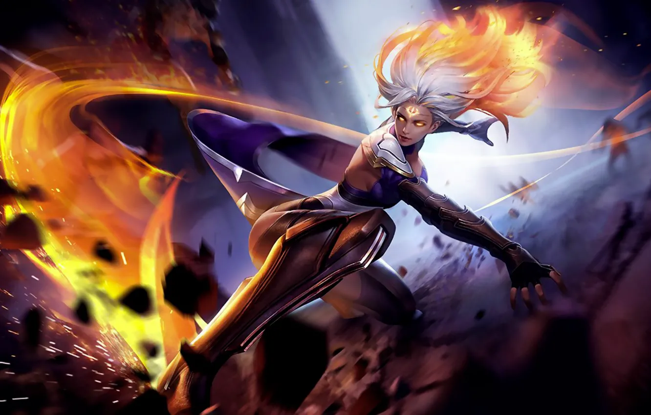Photo wallpaper the explosion, fragments, jump, attack, flash, battle, arena, Emily