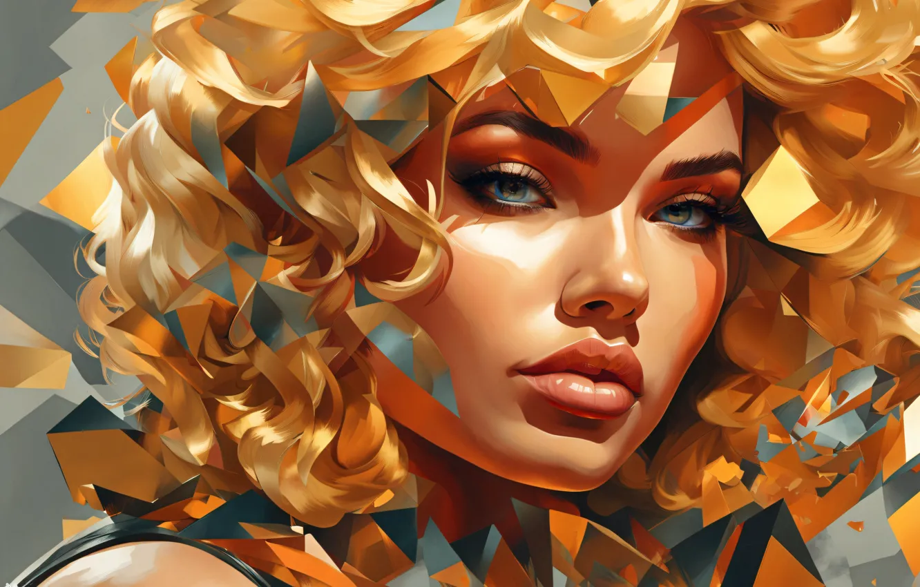 Photo wallpaper look, girl, face, hair, brown hair, digital art, AI art, The Art of Artificial Intelligence