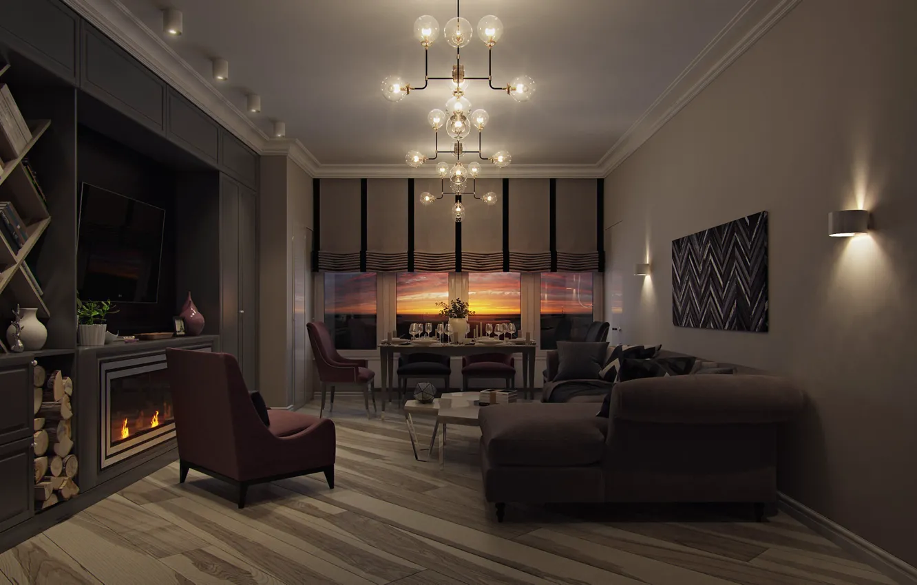 Photo wallpaper furniture, interior, vase, the room, living room
