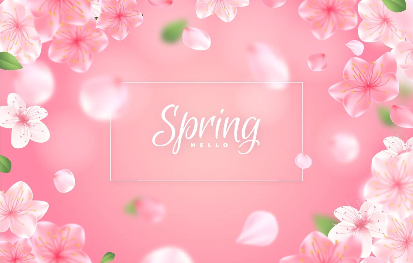 Photo wallpaper flowers, holiday, the inscription, spring, frame, petals, Easter, pink background