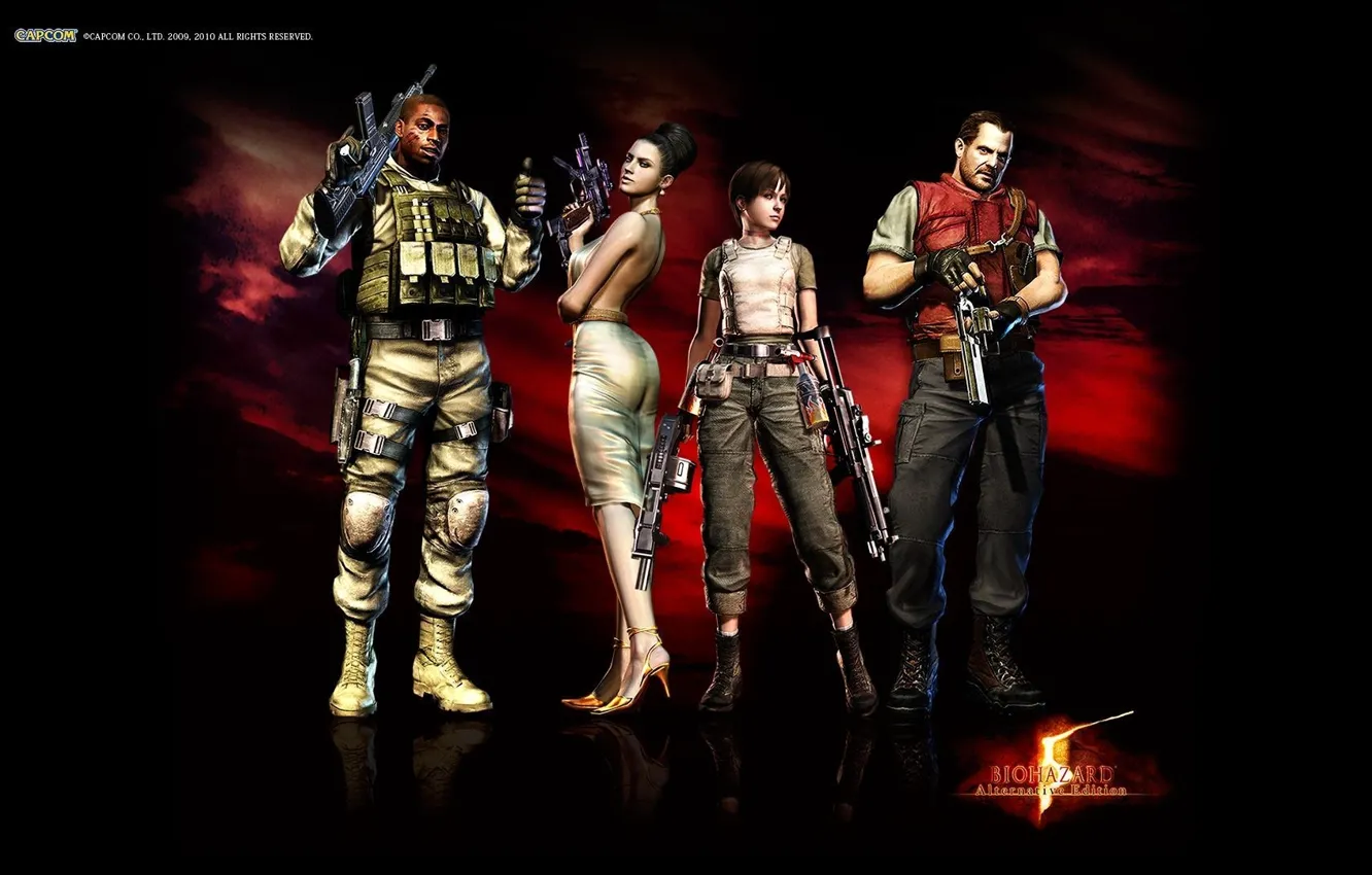 Photo wallpaper girl, gun, soldier, weapon, woman, Resident Evil, man, Capcom