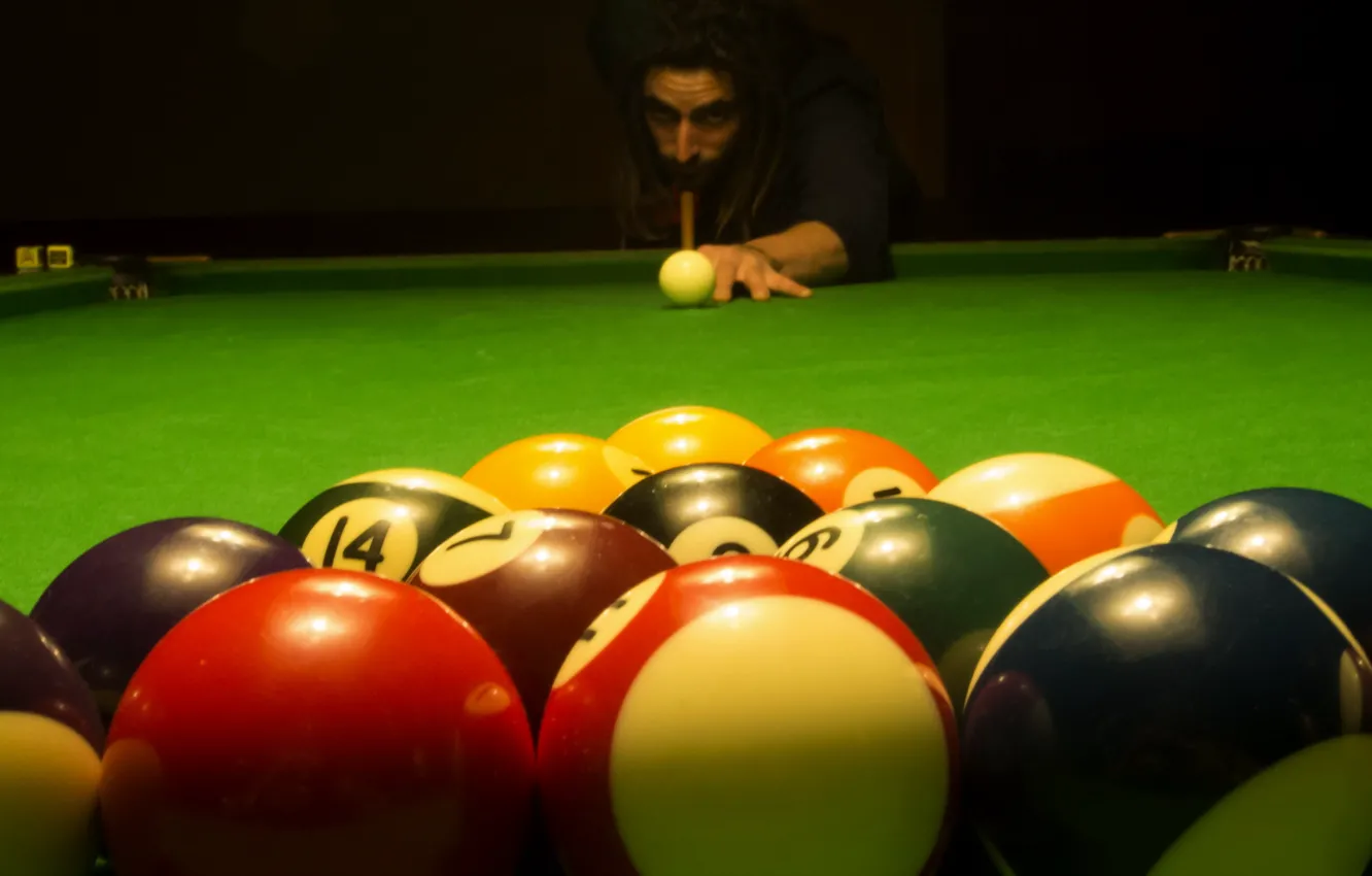 Photo wallpaper billiards, snooker, colour balls