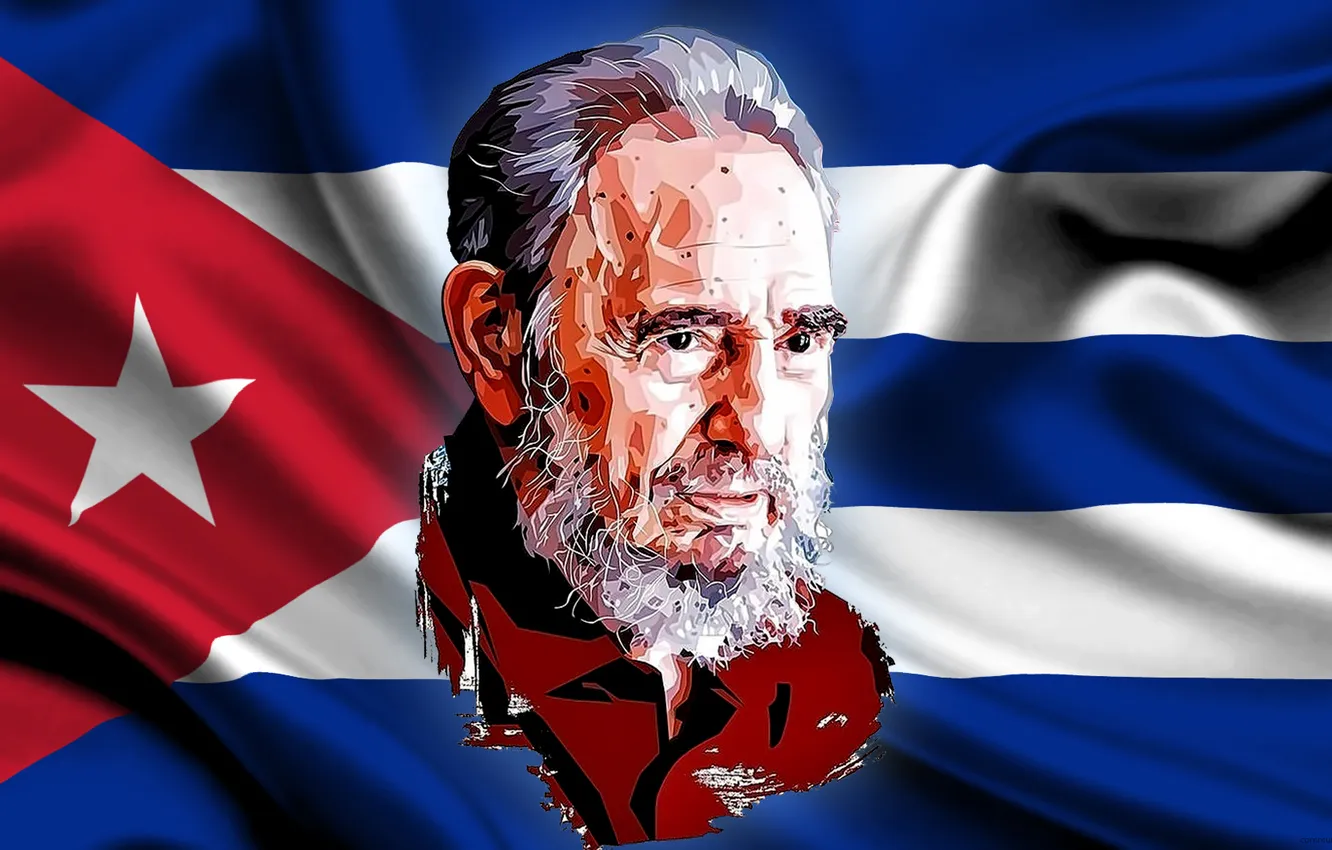 Photo wallpaper wallpaper, flag, poster, Cuba, postcard, Chairman, Viva, castro