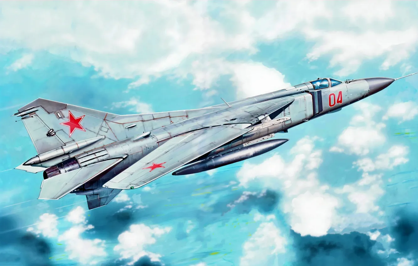Photo wallpaper war, art, painting, jet, MiG-23M