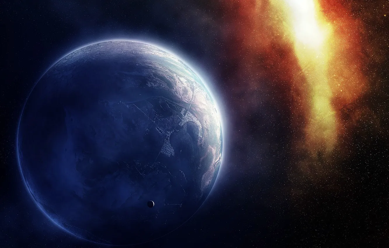 Photo wallpaper stars, the city, planet, galaxy