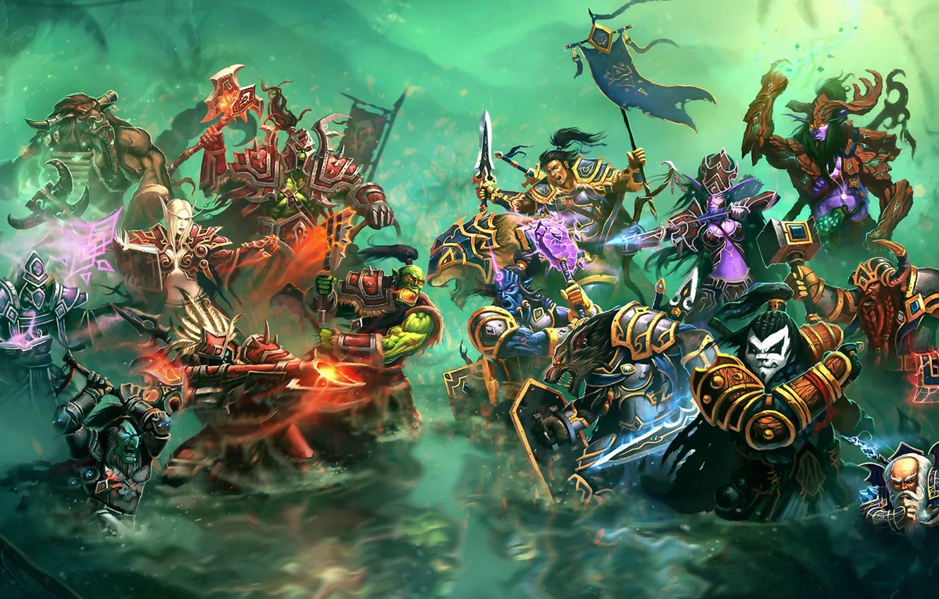 Photo wallpaper WoW, World of Warcraft, battle, heroes