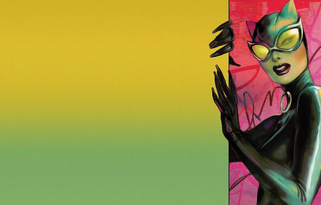 Photo wallpaper gradient, Catwoman, vintage, DC Comics, fantasy art, halftone pattern