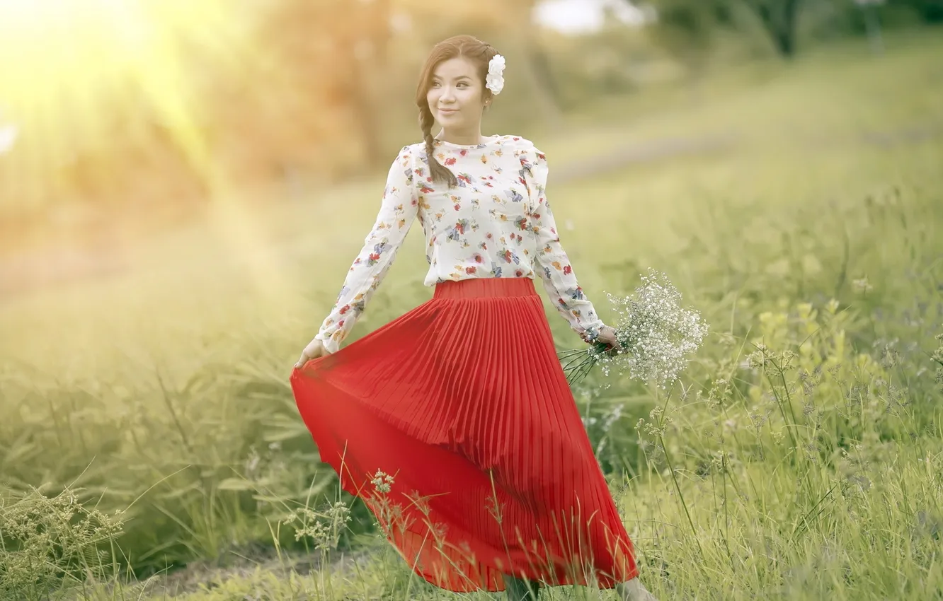 Photo wallpaper summer, girl, light