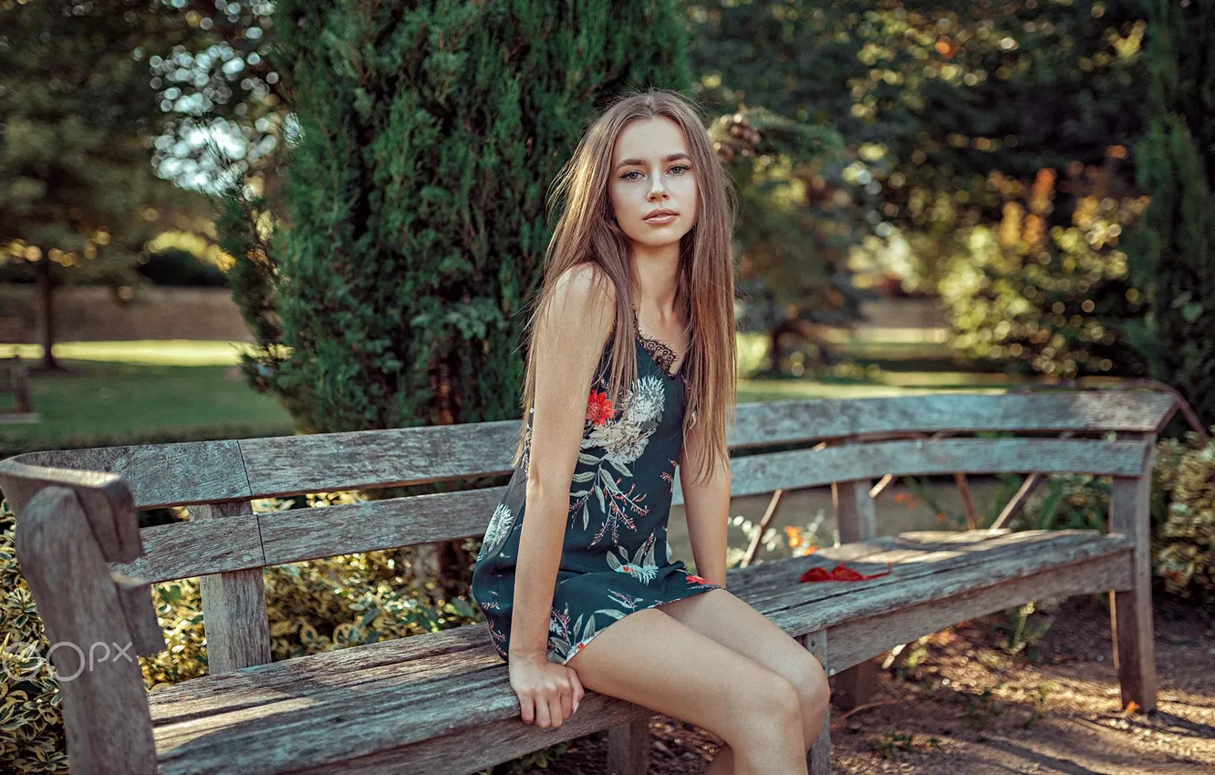 Photo wallpaper girl, dress, sitting, Karolina, Oliver Gibbs