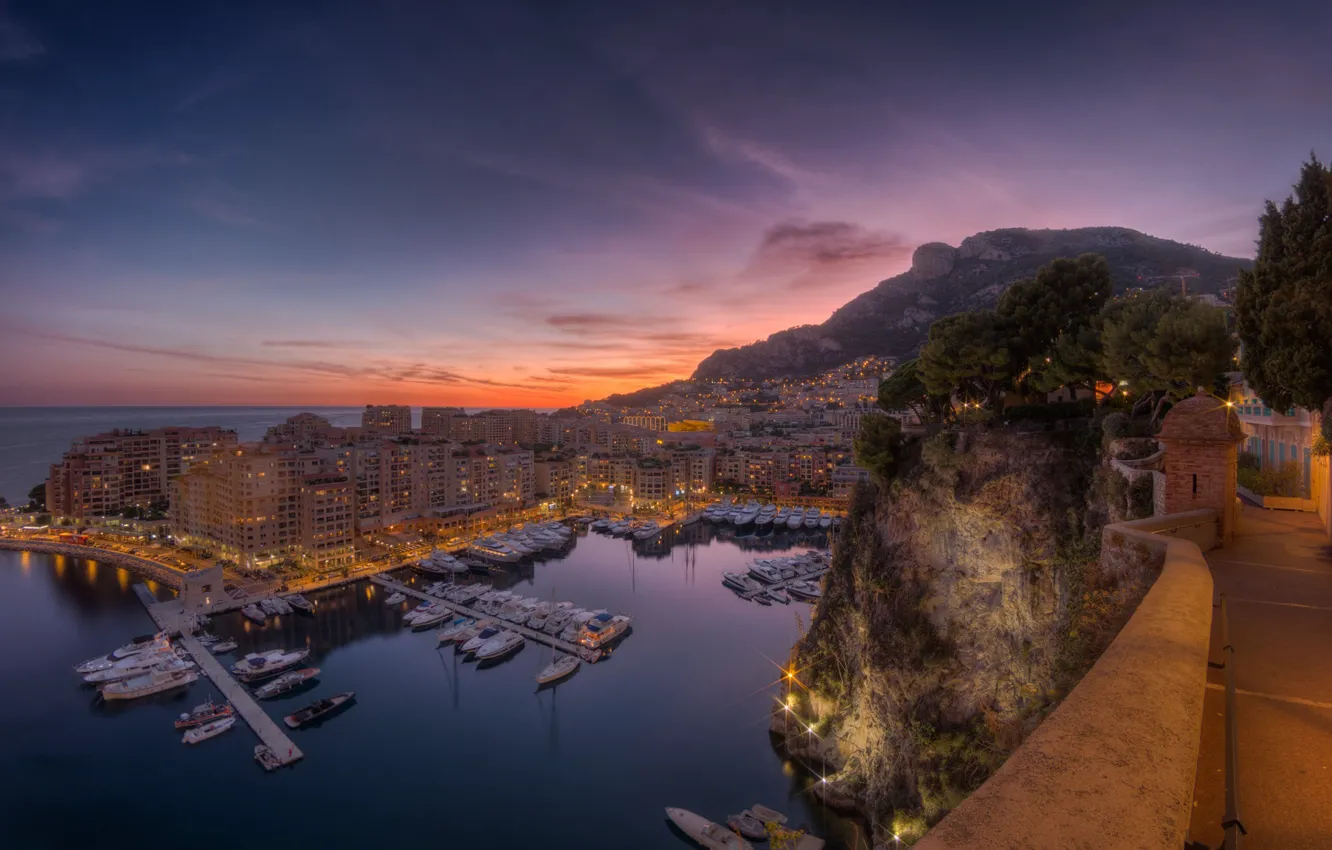 Photo wallpaper night, the city, Monaco