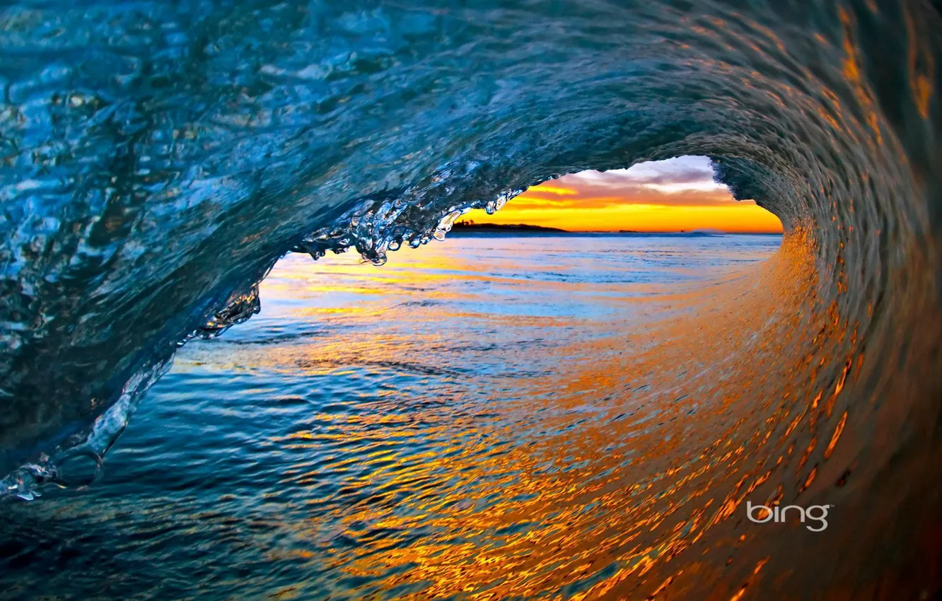 Photo wallpaper sea, the sky, sunset, the ocean, Wallpaper, shore, wave