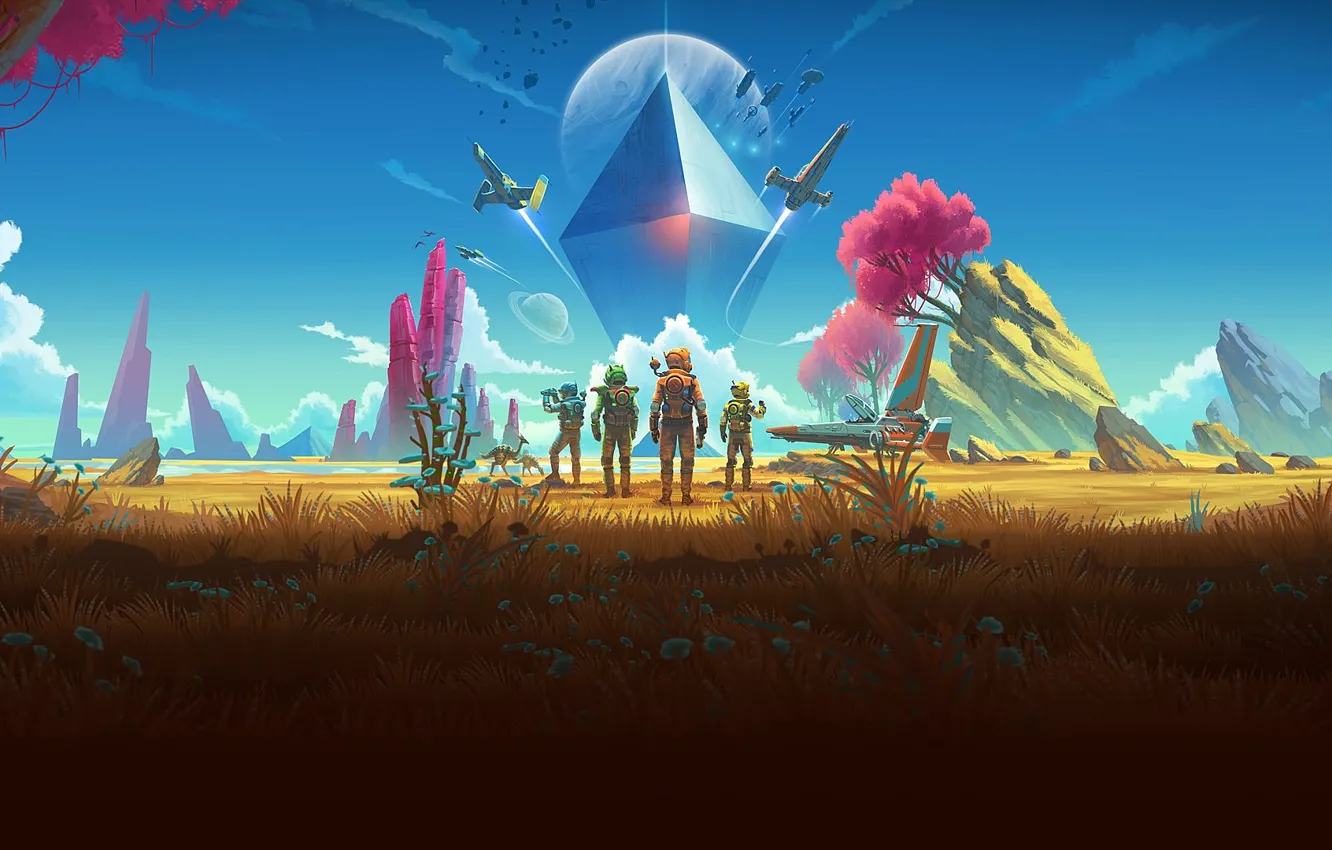 Photo wallpaper planet, plants, creatures, No Man's Sky, another planet