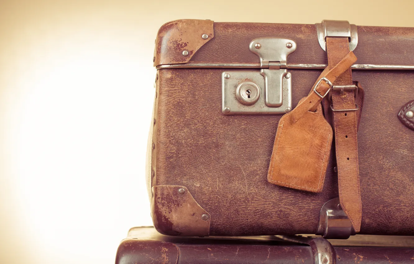 Photo wallpaper leather, luggage, leather bag