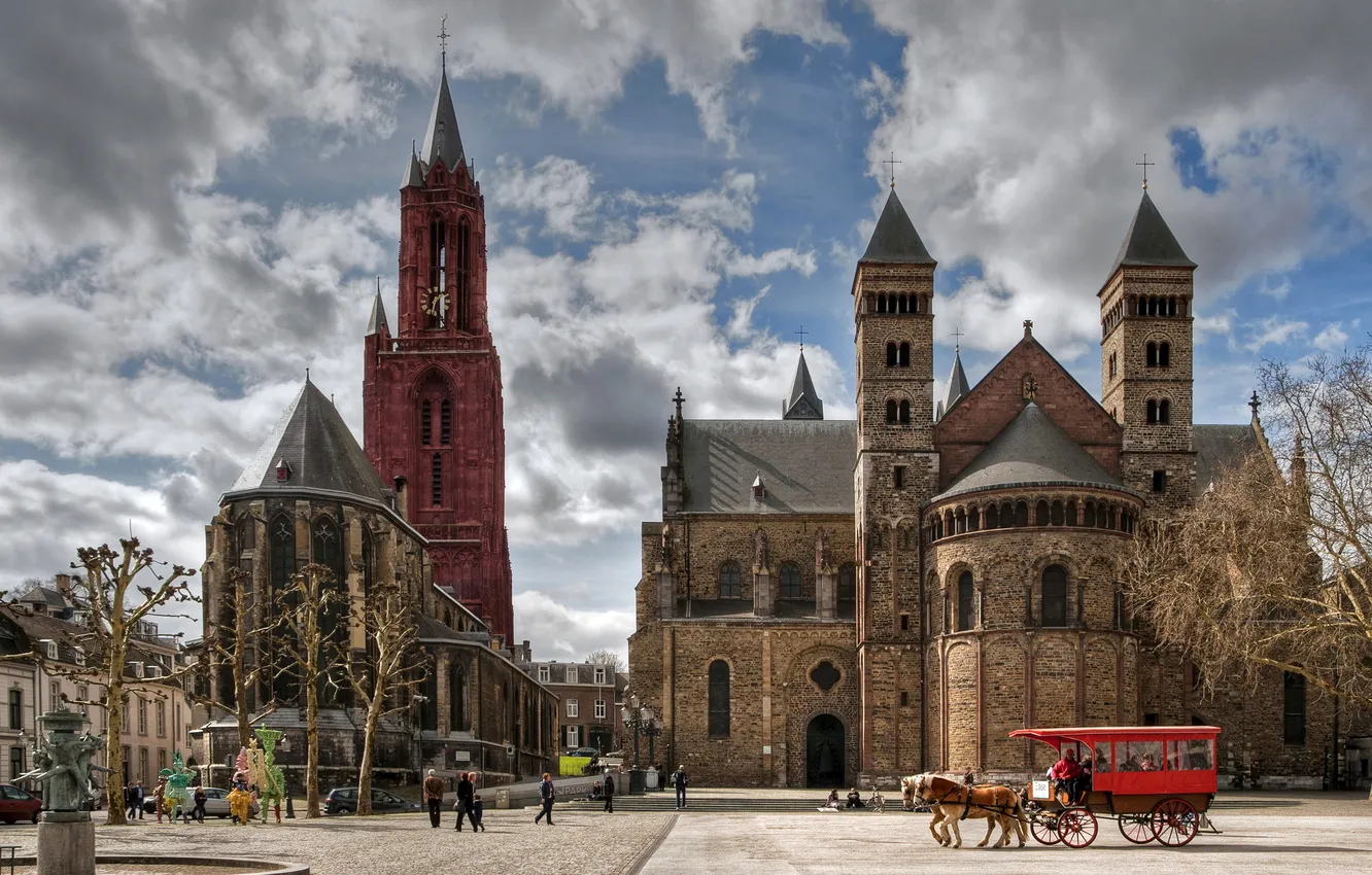 Wallpaper clouds, area, tower, coach, Netherlands, Palace, Maastricht ...