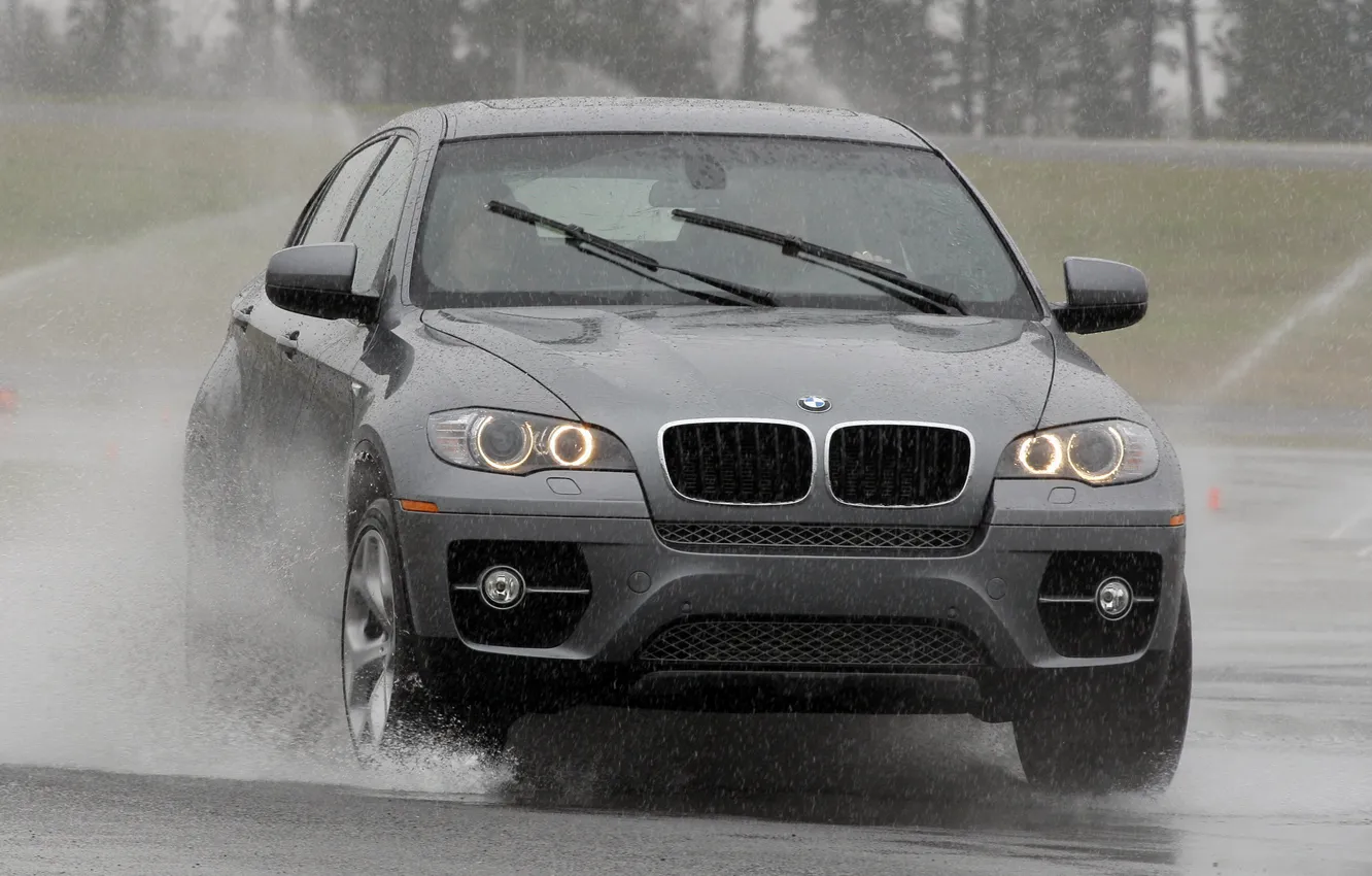 Photo wallpaper auto, squirt, movement, bmw, BMW, puddle