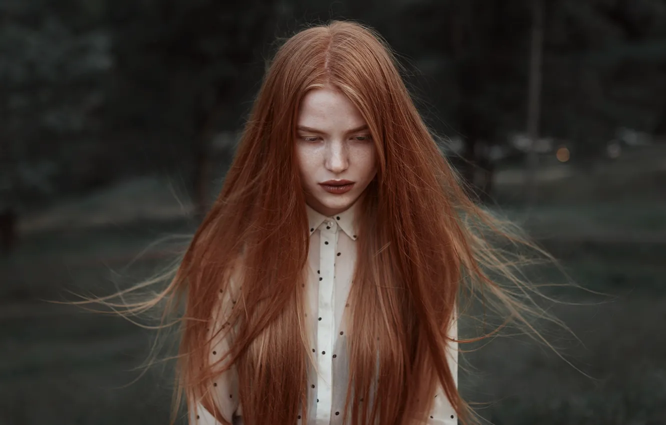 Photo wallpaper girl, pose, hair, red, Juliana Naidenova