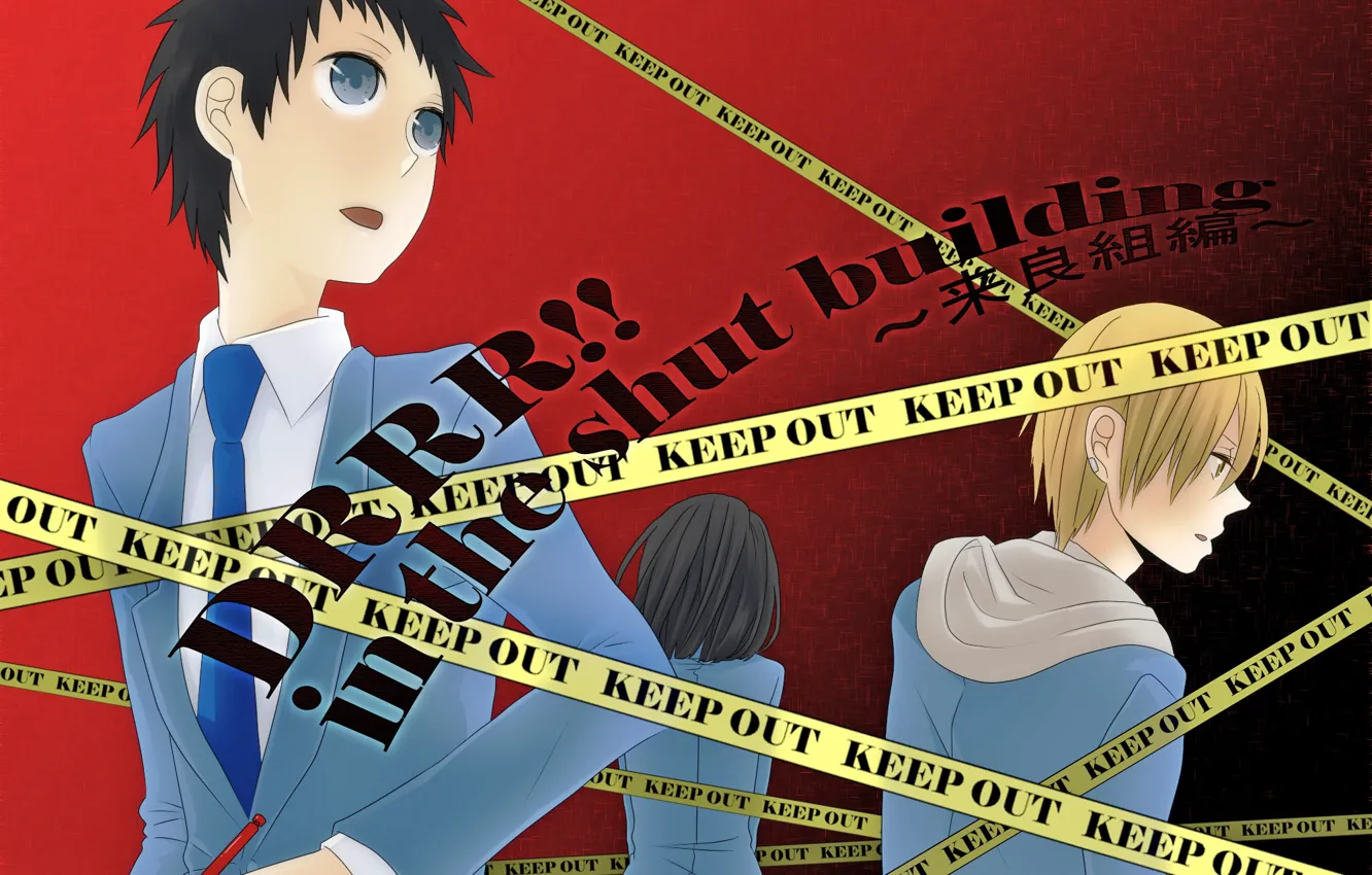 Photo wallpaper each, art, trio, characters, Durarara, Durarara, Masaomi Kedar, Mikado Ryugamine