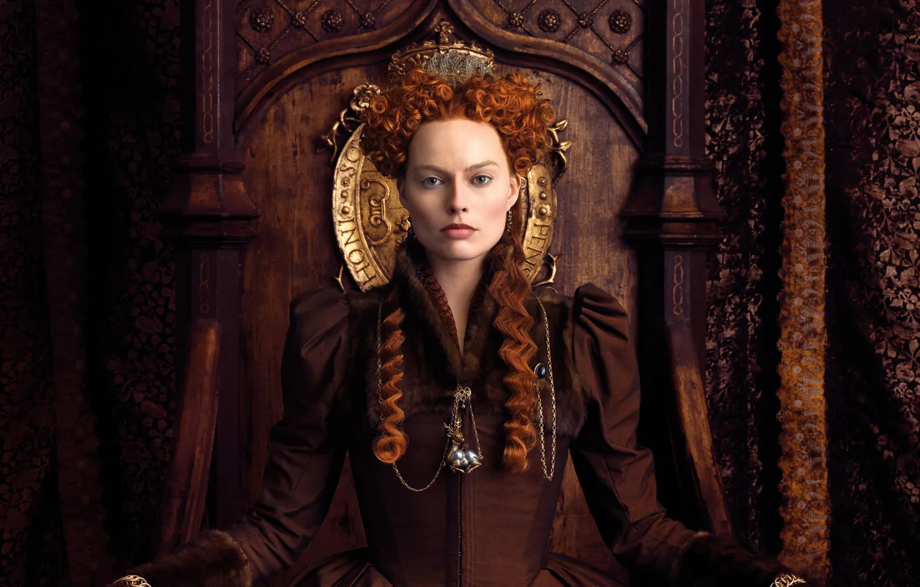 Photo wallpaper dress, hairstyle, poster, redhead, the throne, history, drama, Queen