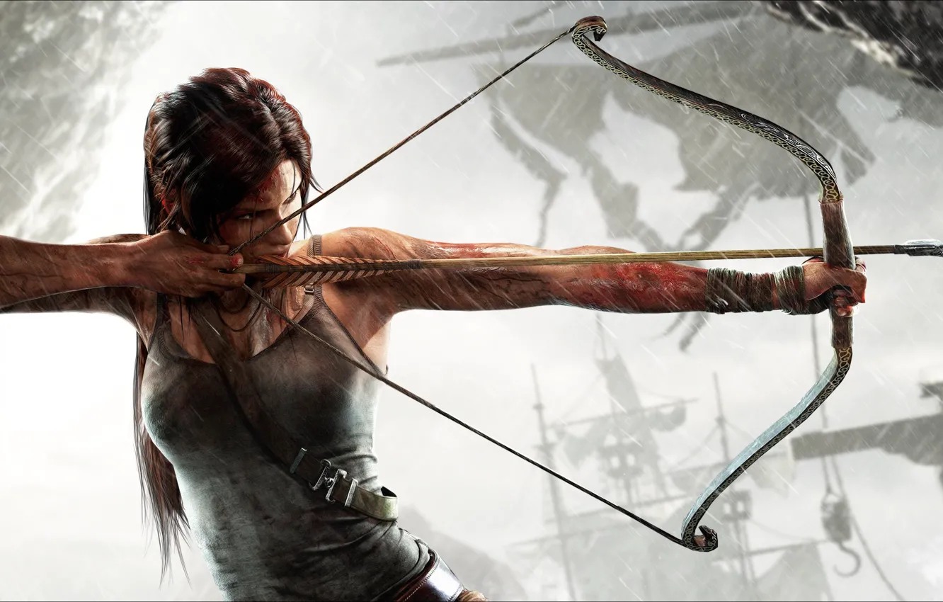 Photo wallpaper girl, bow, arrow, Tomb Raider, Lara Croft, string, Lara Croft