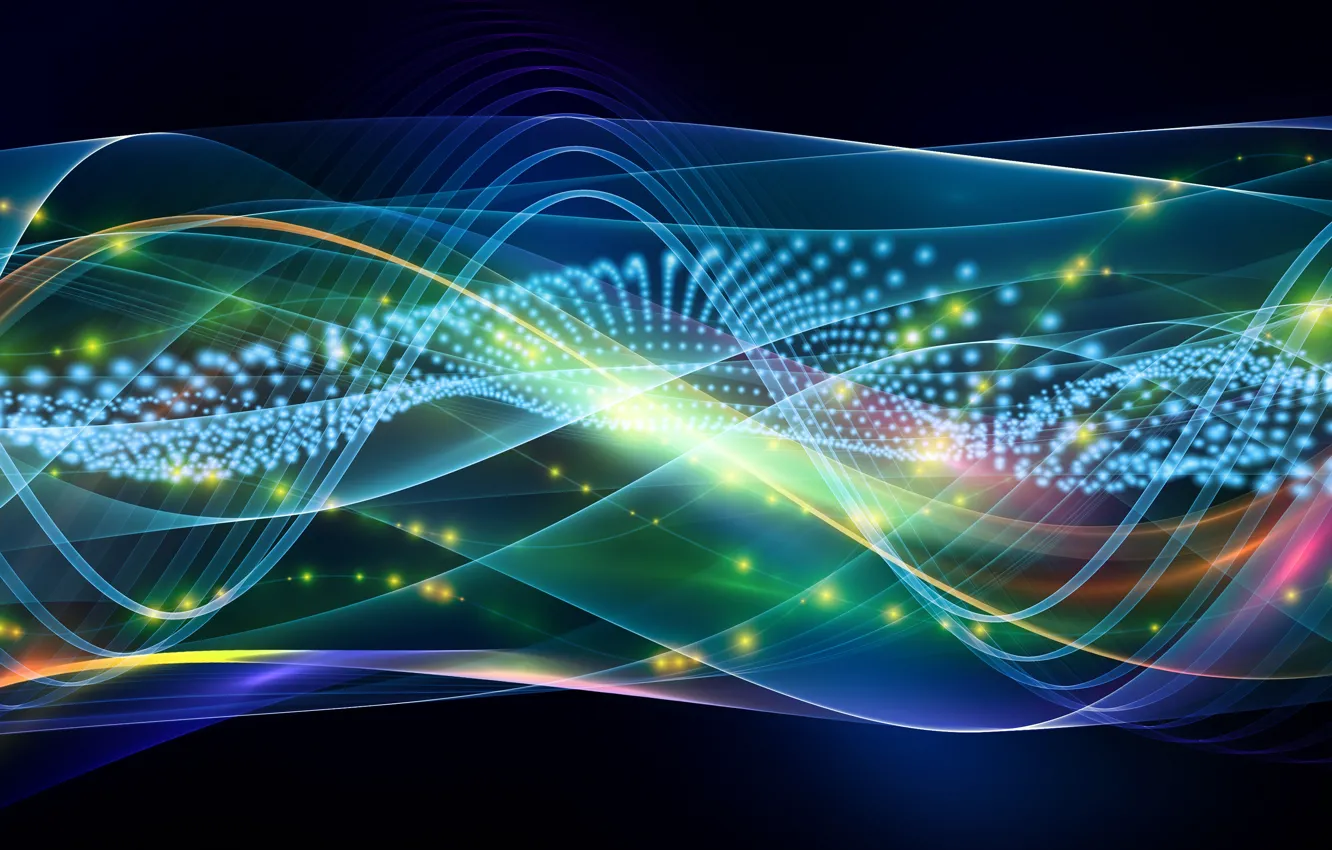 Photo wallpaper line, abstraction, lights, the dark background, pattern, graphics, spiral, fractal