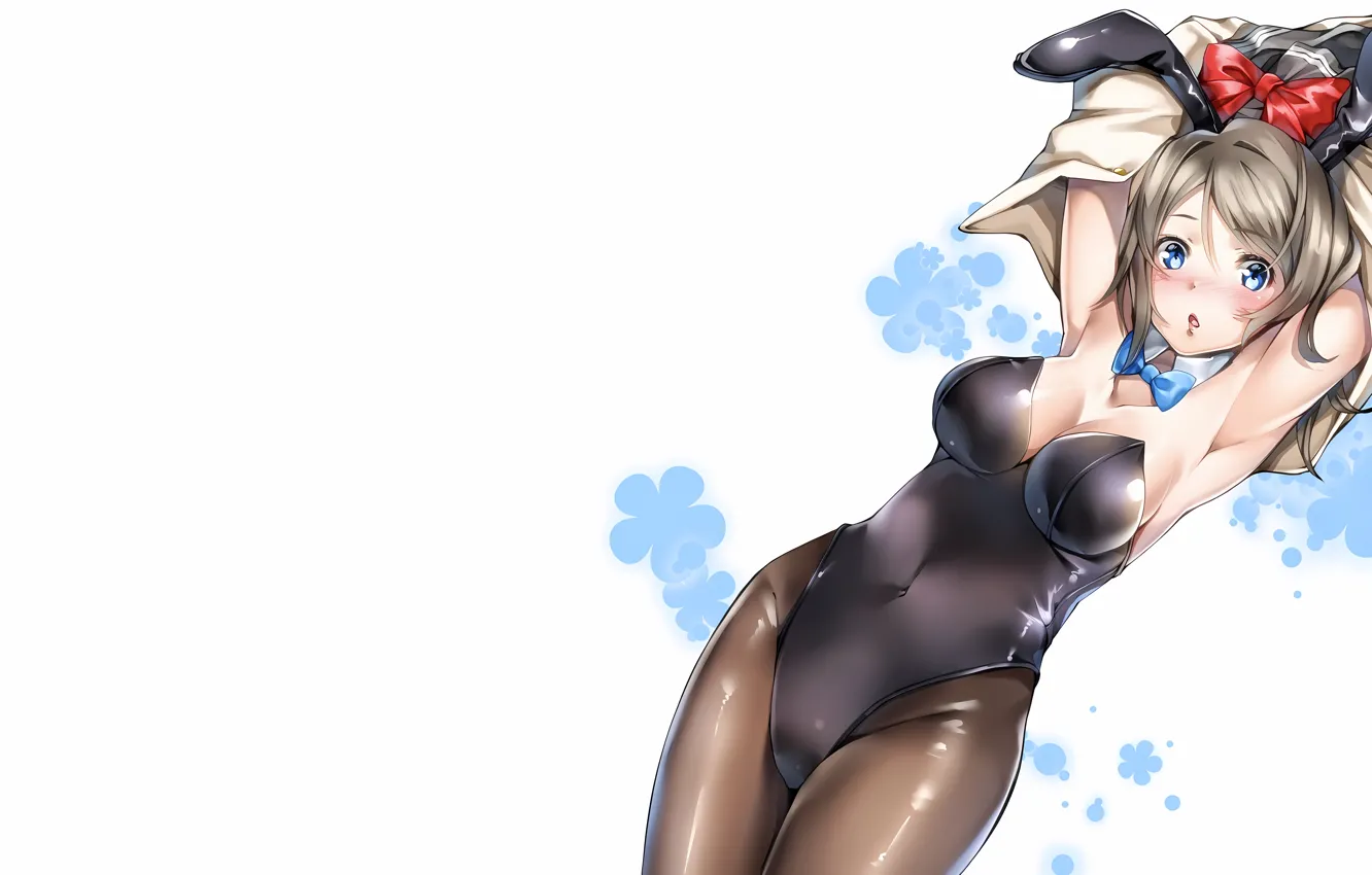 Photo wallpaper girl, sexy, cleavage, boobs, anime, blue eyes, beautiful, short hair