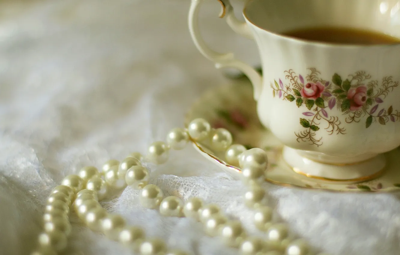 Photo wallpaper Cup, cup, drink, tea, tea, pearls