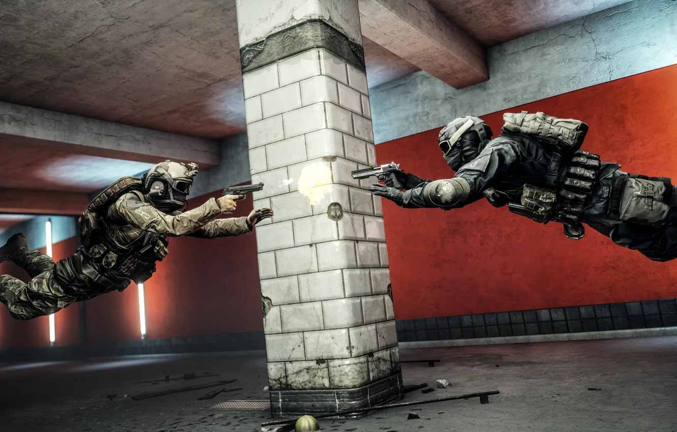 Photo wallpaper flight, gun, soldiers, duel, equipment, Battlefield 4