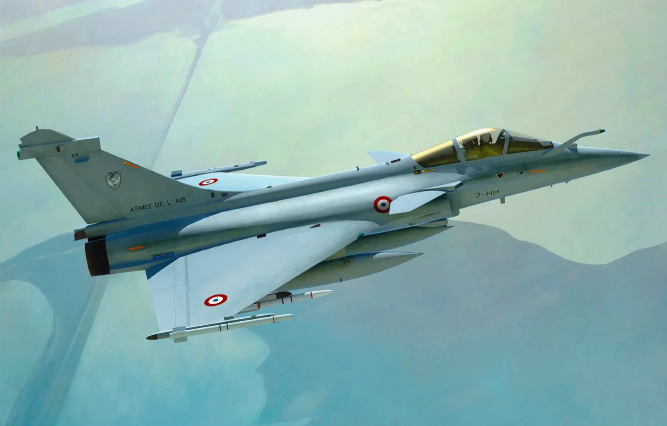 Photo wallpaper war, art, painting, jet, Dassault Rafale